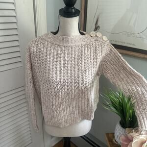 J CREW Sweater Womens XS Beige Pullover Chunky Knit Preppy Neutral Casual Boxy